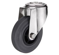 CASTER WHEEL BOLT HOLE SWIVEL GRAY RUBBER  STANDARD INDUSTRIAL CASTERS -  11XXXPHGD