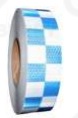 WARNING REFLECTIVE TAPE SQUARE PVC WHITE AND BLUE SQUARE - RT 5242 - 25 Y