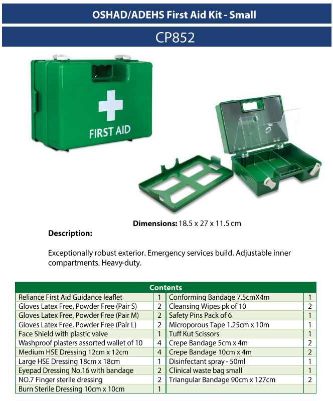 FIRST AID KIT SMALL CP852 OSHAD/ADEHS