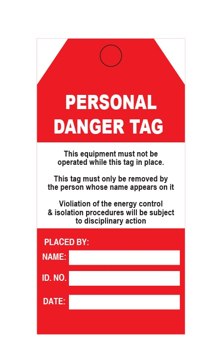 LOCKOUT TAG OUT PERSONAL DANGER TAG 16 X 8 CM