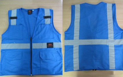 SAFETY VEST BITE FABRIC / MESH BLUE WITH POCKETS