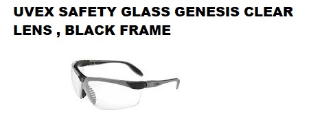 UVEX SAFETY GLASS GENESIS CLEAR LENS , BLACK FRAME