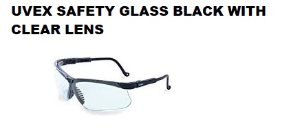 UVEX  SAFETY GLASS BLACK WITH CLEAR LENS