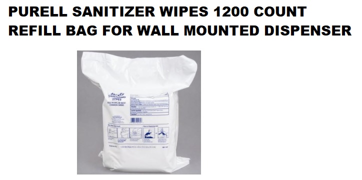 PURELL SANITIZER WIPES 1200 COUNT REFILL BAG FOR WALL MOUNTED DISPENSER