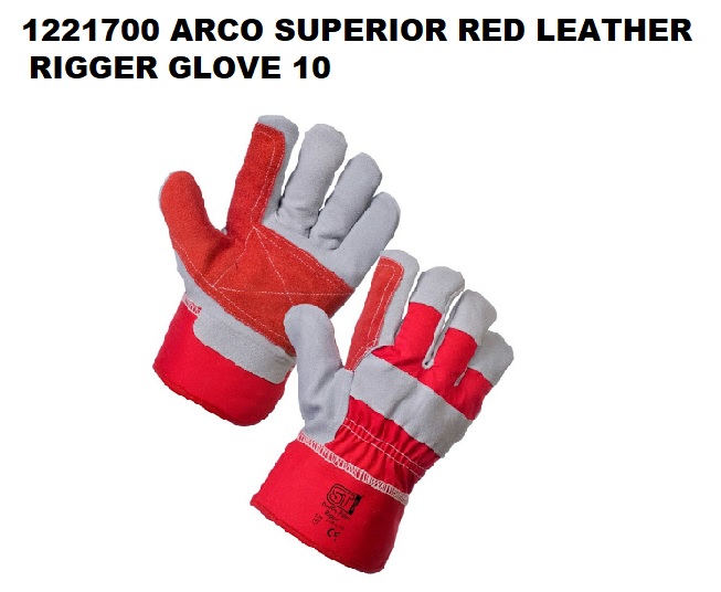1221700 ARCO SUPERIOR RED LEATHER RIGGER GLOVES 10