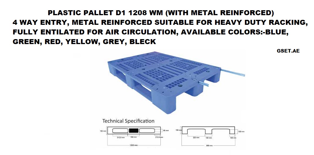 PLASTIC PALLET D1 1208 WITH MWTALREINFORCED  WM