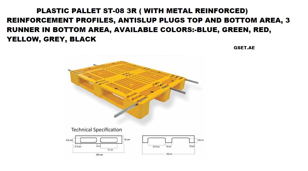 PLASTIC PALLET ST-08 3R  WITH METAL REINFORCED