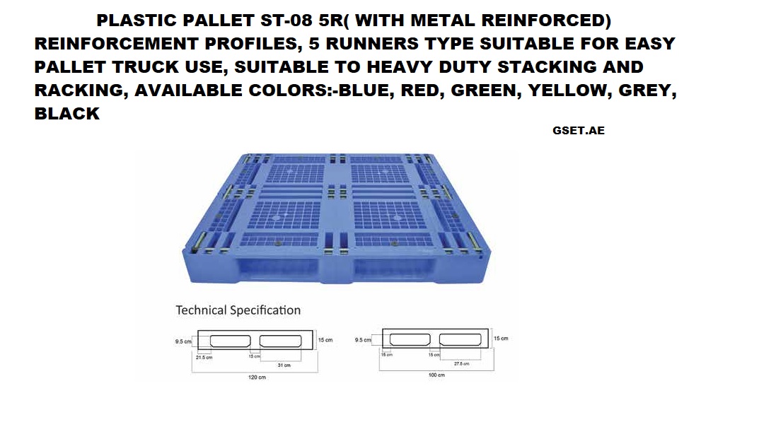 PLASTIC PALLET ST-08 5R WITH METAL REINFORCED