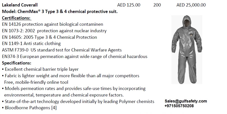 CHEMICAL COVERALL TYPE 3  4