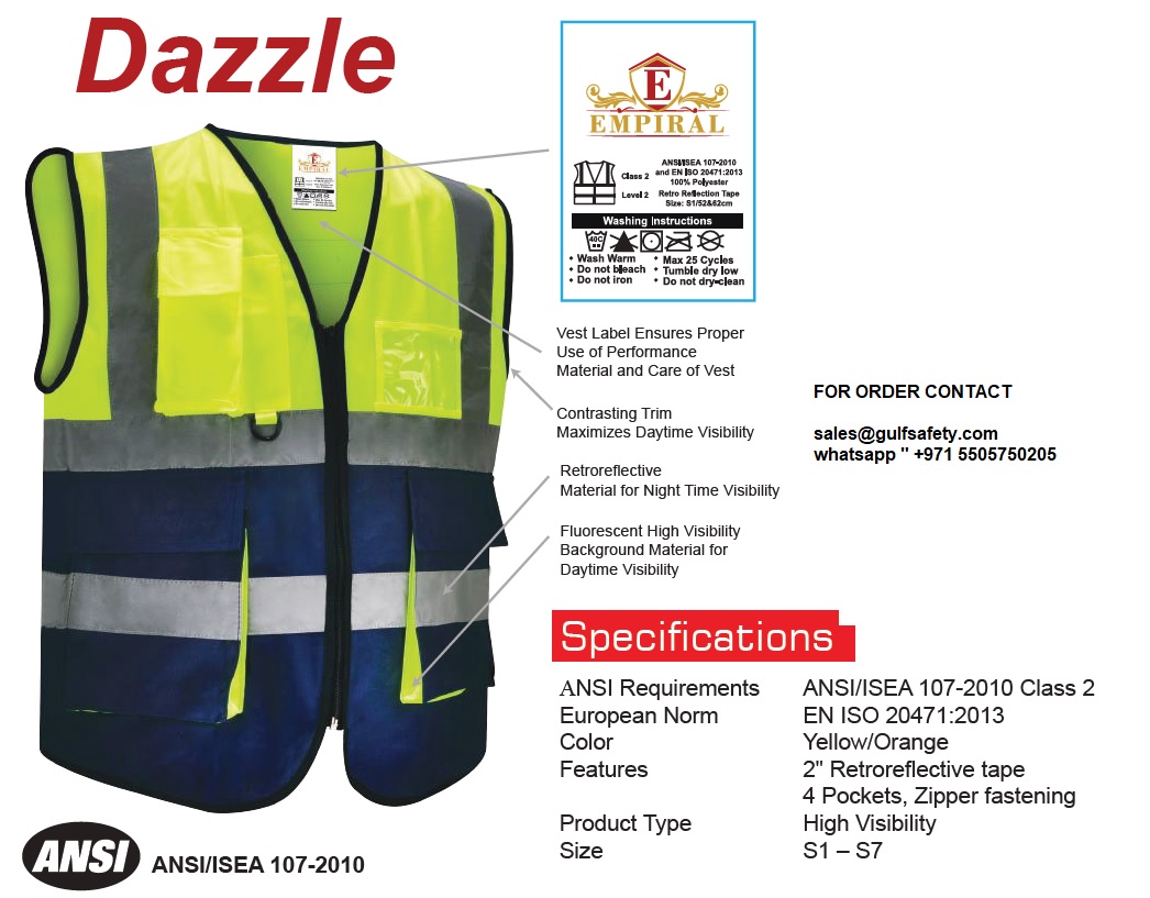 SAFETY VEST ,DAZZLE-RED / DAZZLE-YELLOW,P/NO - E108073301,BRAND-EMPIRAL
