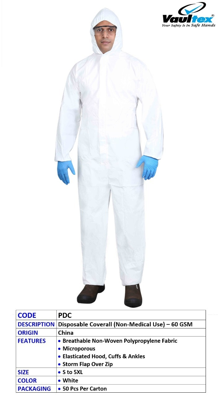 COVERALL DISPOSABLE VAULTEX 60 GSM PDC