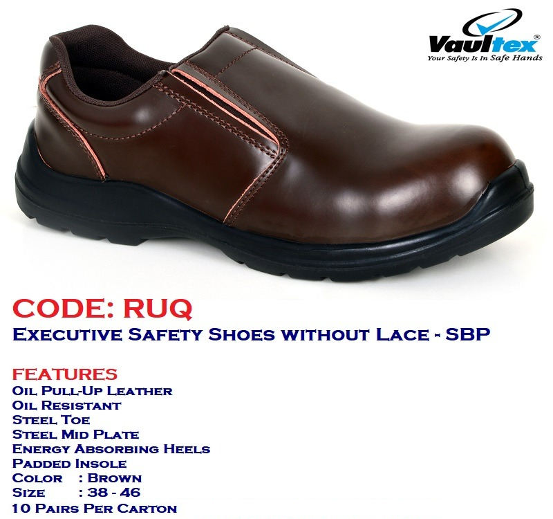 SAFETY SHOES EXECUTIVE WITHOUT LACE RUQ VAULTEX BROWN