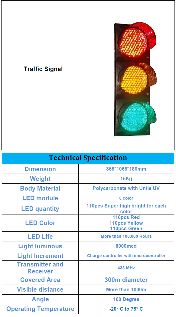 TRAFFIC SIGNAL LIGHT FOR VEHICLE THREE COLORS 1 KM