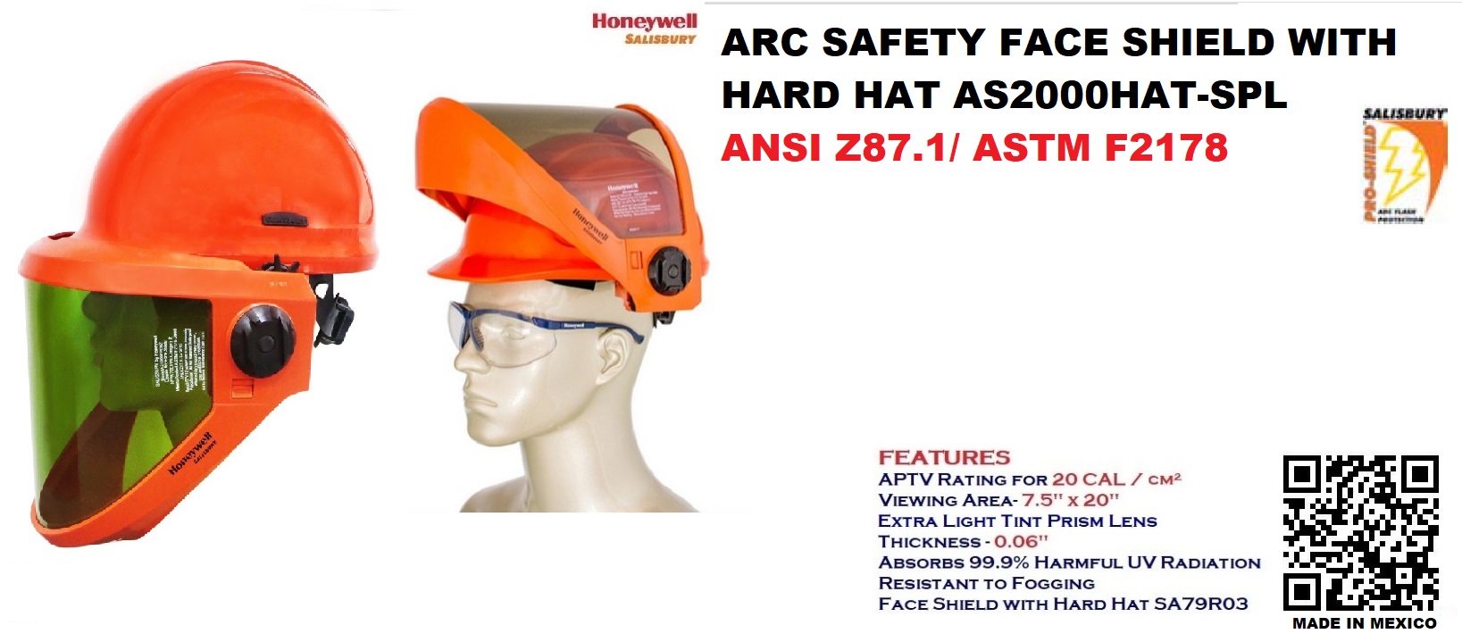 ARC SAFETY FACE SHIELD WITH HELMET 20 CAL