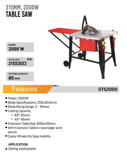 GEEPAS TABLE SAW 315MM, 2000W