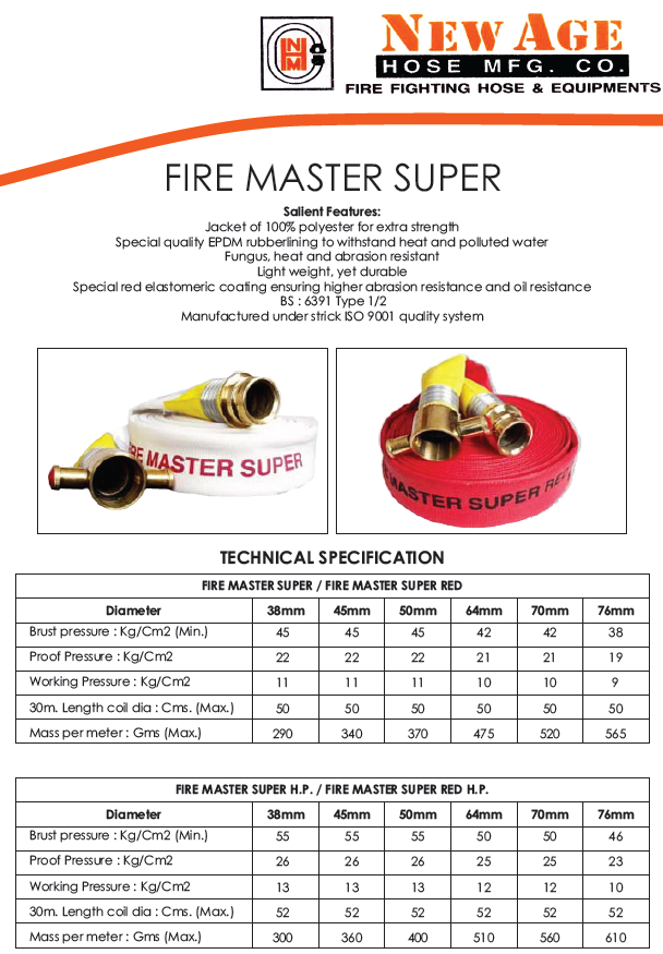 FIRE HOSE 1 ½” X 30 METER FIRE MASTER SUPER
