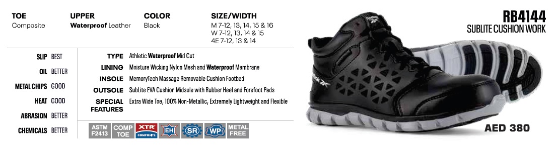 REEBOK SAFETY SHOES SUBLITE CUSHION WORK RB4144