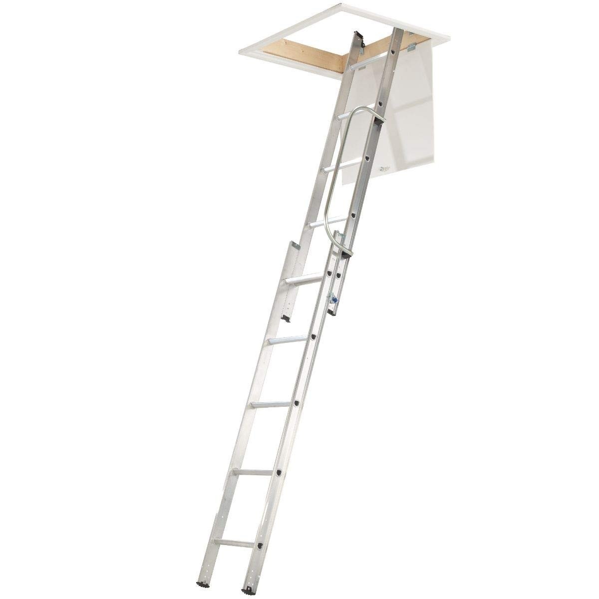 WERNER TWO SECTION ALUMINIUM LOFT LADDER WITH HANDRAIL