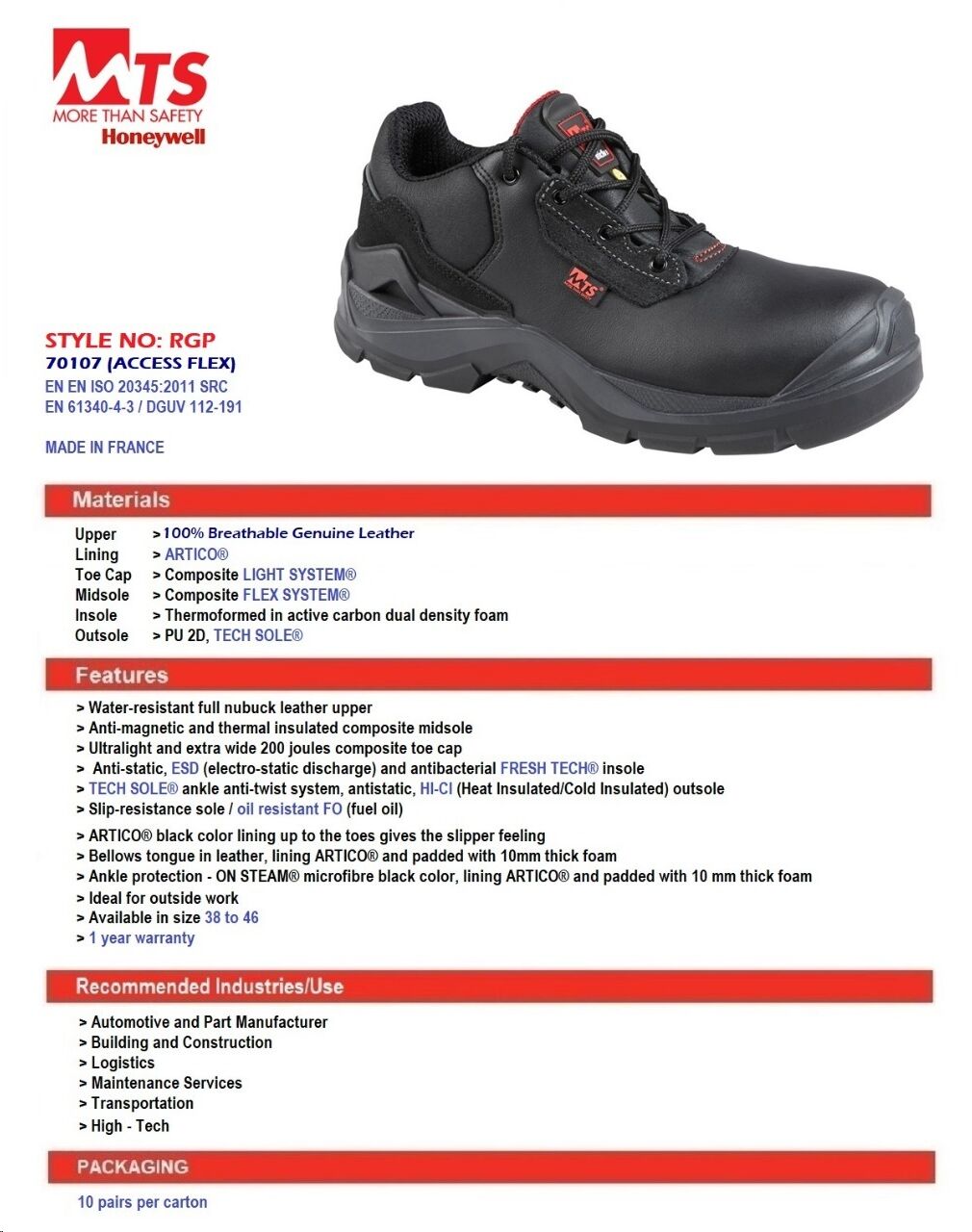 LOW ANKLE SAFETY SHOE MTS NGP