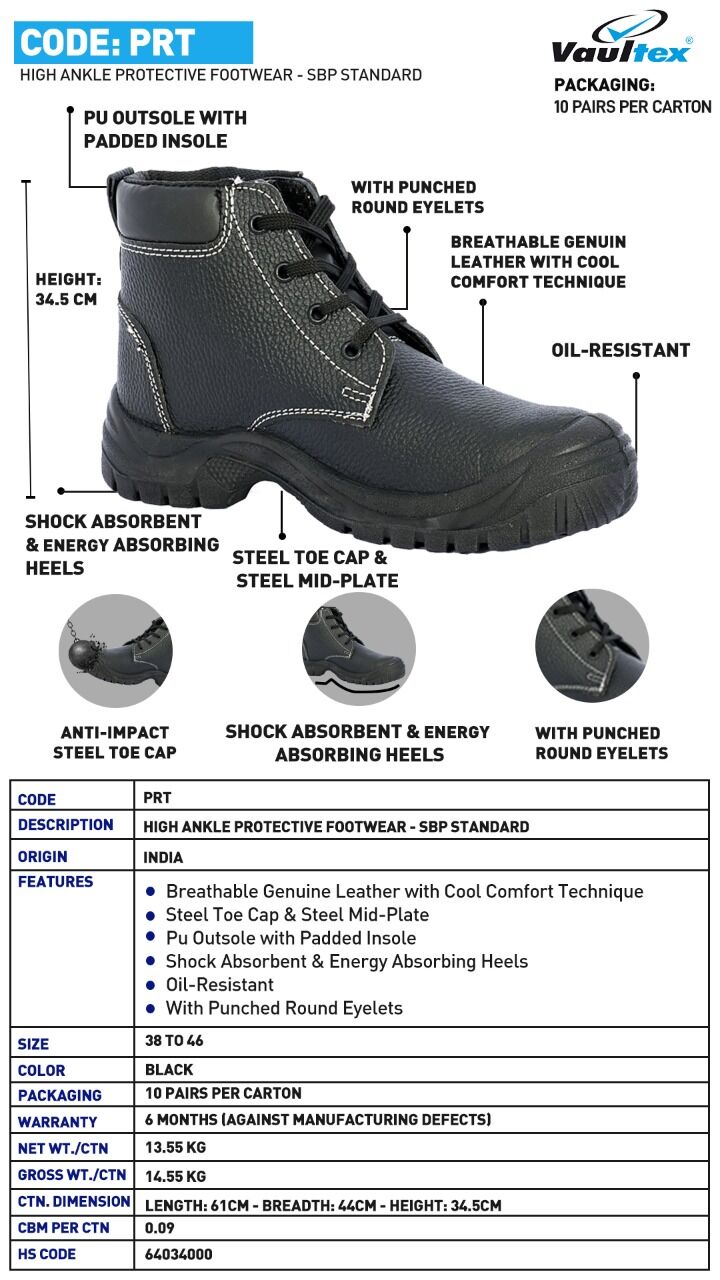 SAFETY SHOES VAULTEX  HIGH ANKLE PRT.