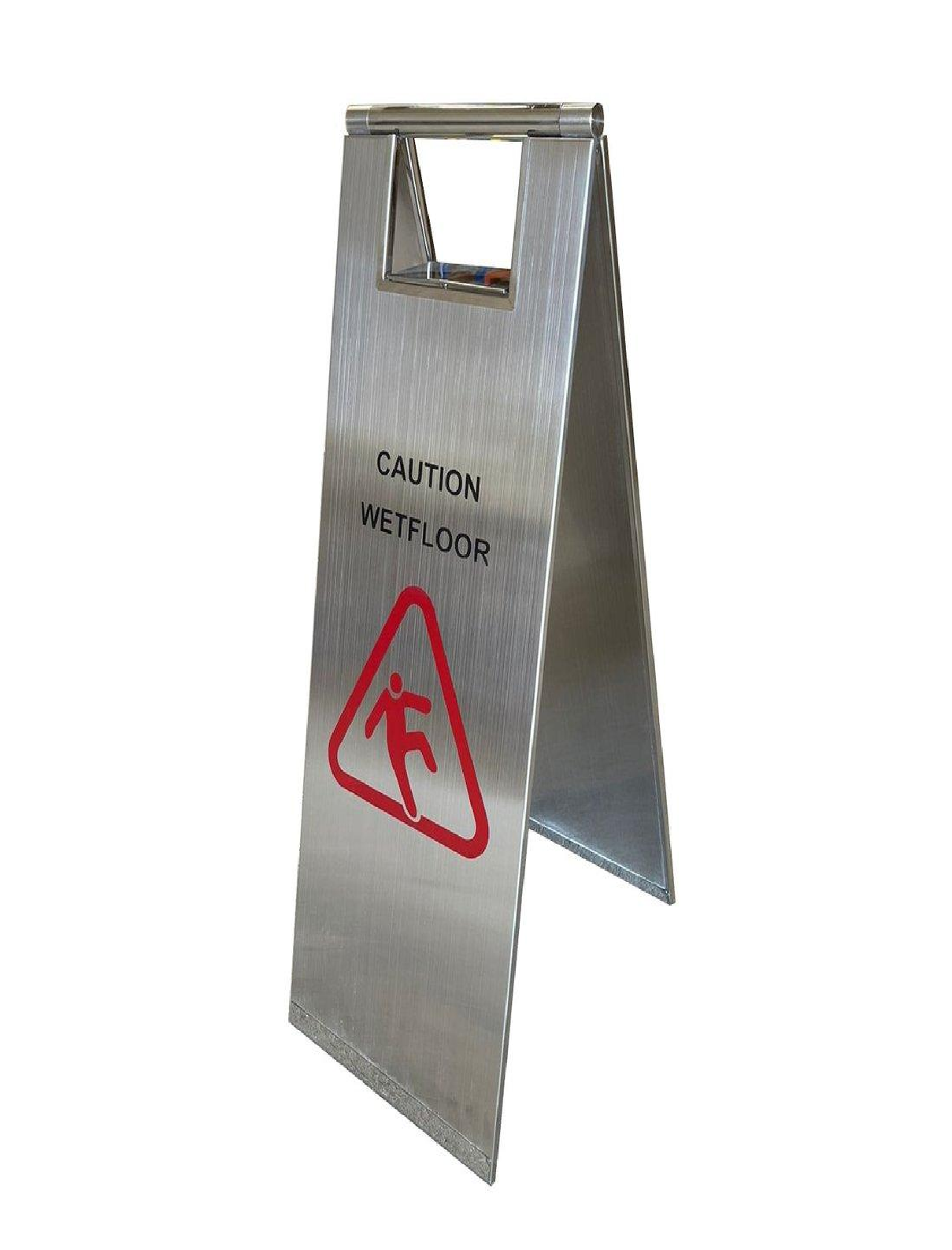 STAINLESS STEEL CAUTION WET FLOOR SIGN BOARD SIZE 64CM