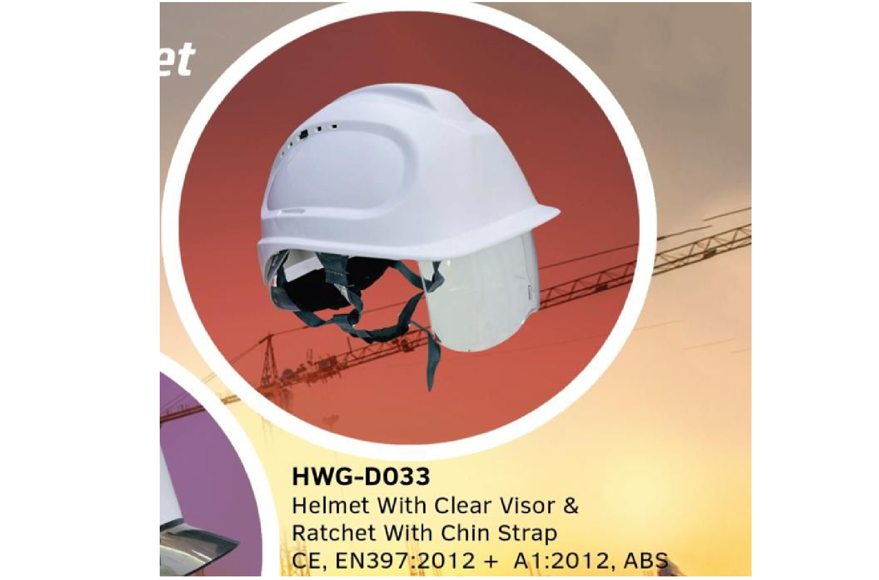 SAFETY HELMET WITH CLEAR VISOR & RATCHET WITH CHIN STRAP ABS