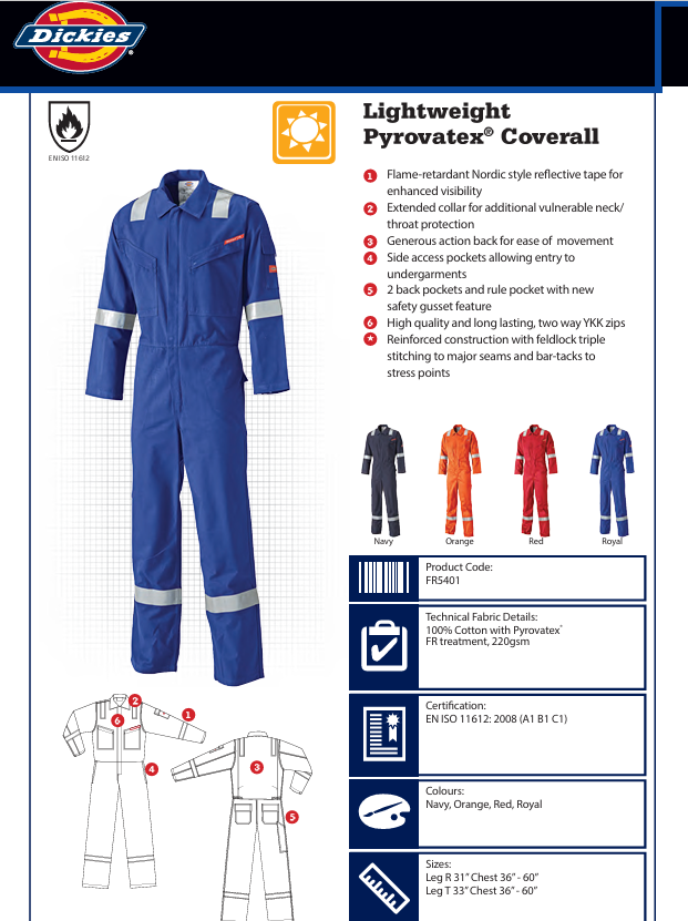 COVERALL DICKIES FR FR5401RB
