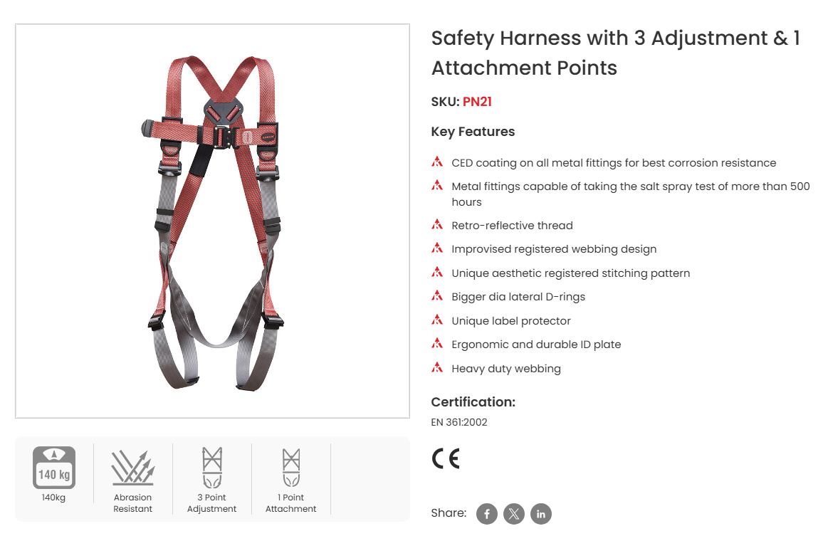 FULL BODY HARNESS KARAM PN 21 RHINO HARNESS